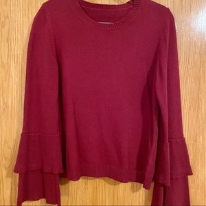 Burgundy Bell-Sleeve Sweater